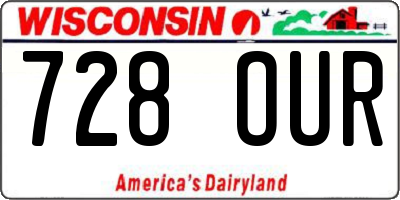 WI license plate 728OUR