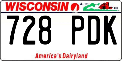 WI license plate 728PDK
