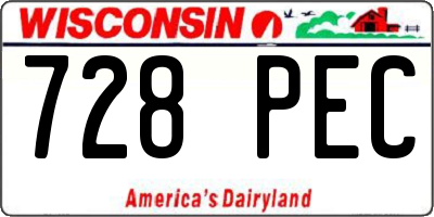 WI license plate 728PEC