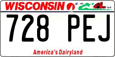 WI license plate 728PEJ