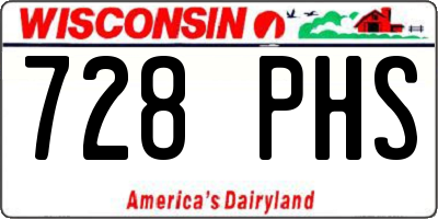 WI license plate 728PHS