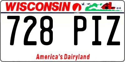 WI license plate 728PIZ