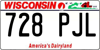 WI license plate 728PJL