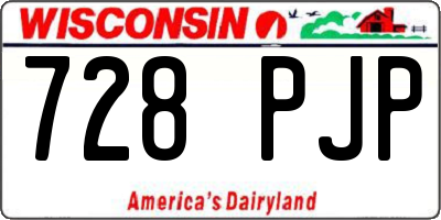 WI license plate 728PJP
