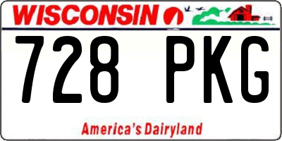 WI license plate 728PKG
