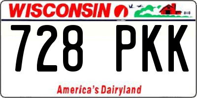 WI license plate 728PKK