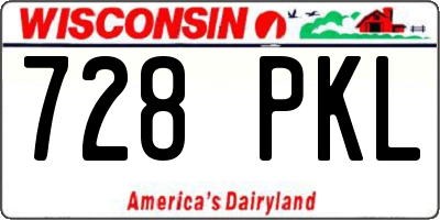 WI license plate 728PKL