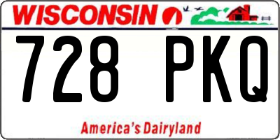 WI license plate 728PKQ