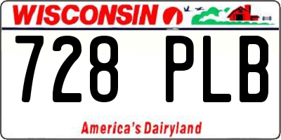WI license plate 728PLB