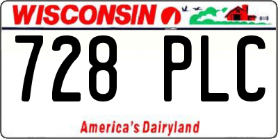 WI license plate 728PLC
