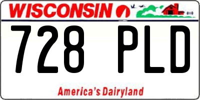 WI license plate 728PLD