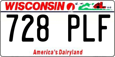 WI license plate 728PLF
