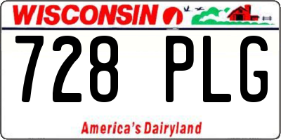 WI license plate 728PLG