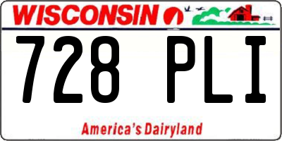 WI license plate 728PLI