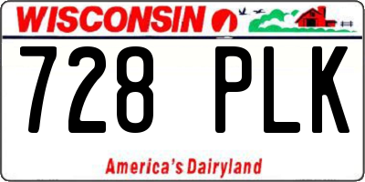 WI license plate 728PLK