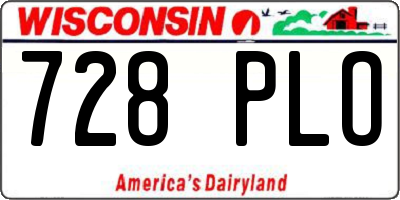 WI license plate 728PLO