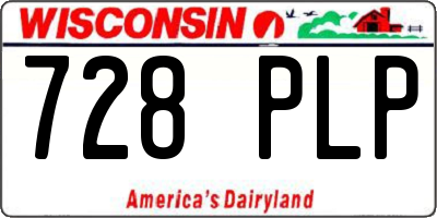 WI license plate 728PLP