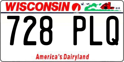 WI license plate 728PLQ