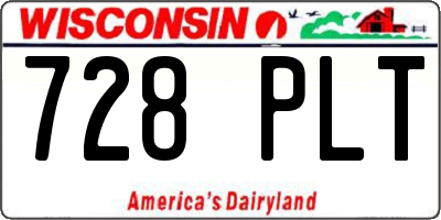 WI license plate 728PLT