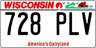 WI license plate 728PLV