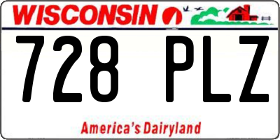 WI license plate 728PLZ