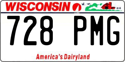 WI license plate 728PMG
