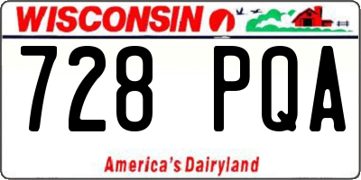 WI license plate 728PQA