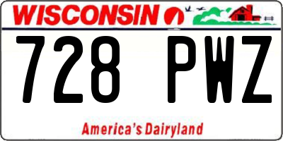 WI license plate 728PWZ