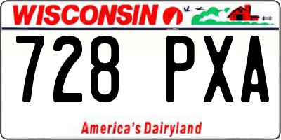 WI license plate 728PXA