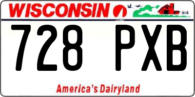 WI license plate 728PXB