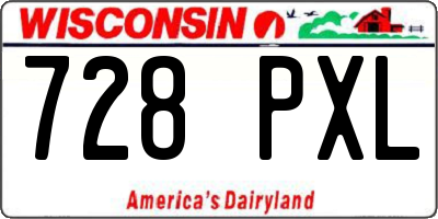 WI license plate 728PXL