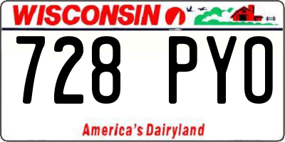 WI license plate 728PYO