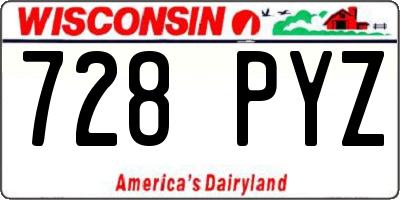 WI license plate 728PYZ