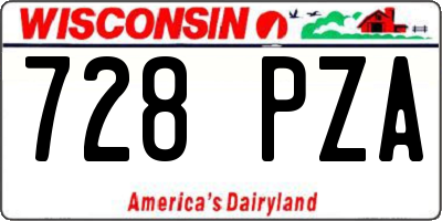 WI license plate 728PZA
