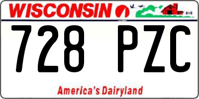 WI license plate 728PZC