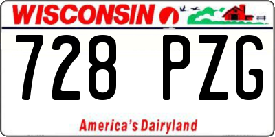 WI license plate 728PZG