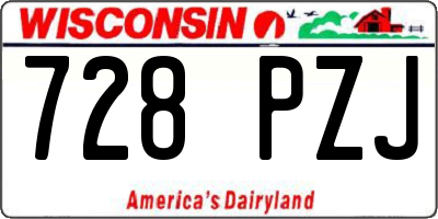WI license plate 728PZJ