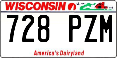 WI license plate 728PZM