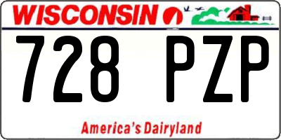 WI license plate 728PZP