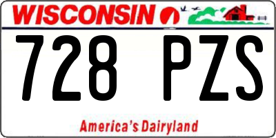 WI license plate 728PZS