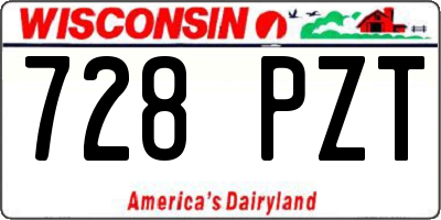 WI license plate 728PZT