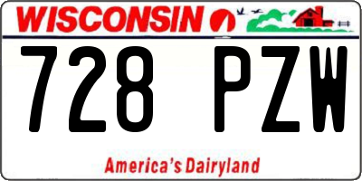 WI license plate 728PZW