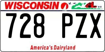WI license plate 728PZX