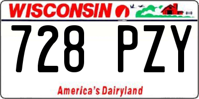 WI license plate 728PZY