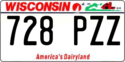 WI license plate 728PZZ