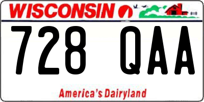 WI license plate 728QAA
