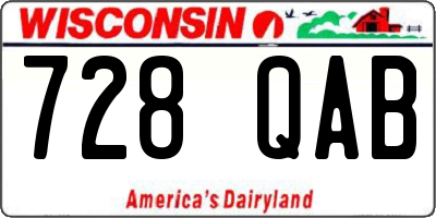 WI license plate 728QAB