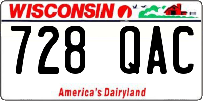 WI license plate 728QAC