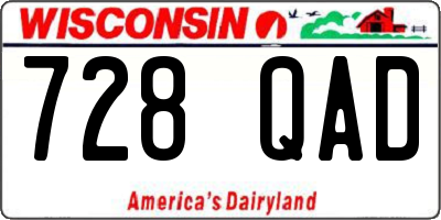 WI license plate 728QAD