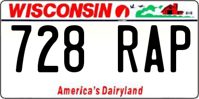 WI license plate 728RAP